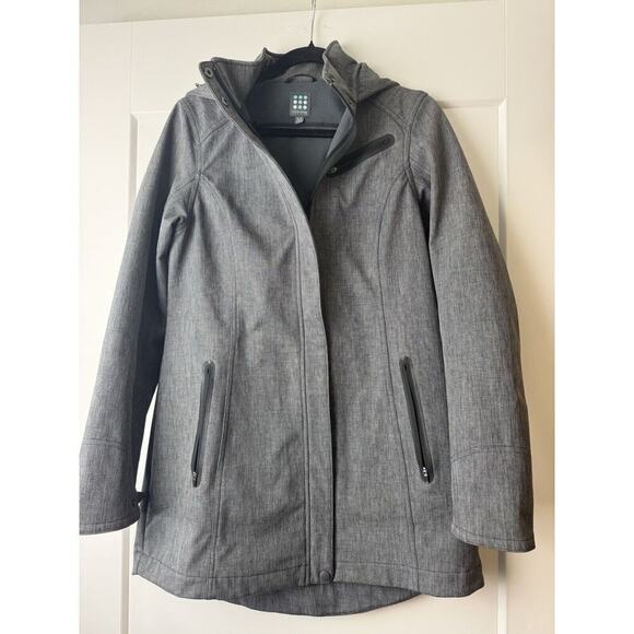 TITLE NINE T9 US M Gray Zip Softshell Rain Jacket Coat Trench Hooded coat - Picture 1 of 13